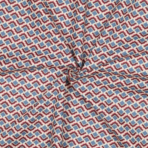 Baumwollpopeline Blüten - jeansblau