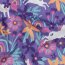 Baumwollpopeline Blumen und Einhörner - lavendel