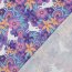 Baumwollpopeline Blumen und Einhörner - lavendel