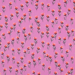 Baumwollpopeline Digital Blumenwiese - fuchsia