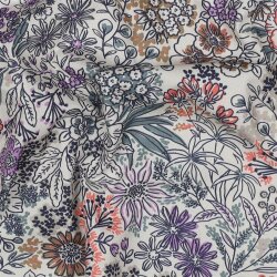 Baumwollpopeline Digital Blumen - creme