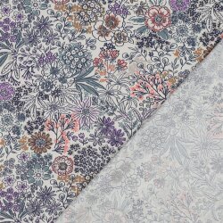 Baumwollpopeline Digital Blumen - creme