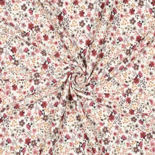 Rippenjersey Digital Viola Blumen - beere