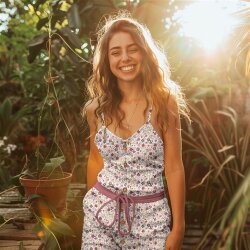 Rippenjersey Digital Blumen - Lila