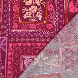 Baumwollsatin PATCHWORK Blumen - FUCHSIA