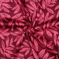 Baumwollsatin LEAVES - BORDEAUX