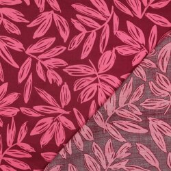 Baumwollsatin LEAVES - BORDEAUX