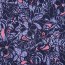 Baumwollsatin Blumen - dunkelblau