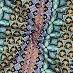 Baumwollsatin Digital GEOMETRIC - BLUE