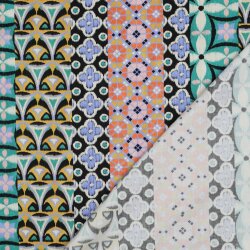Baumwollsatin Digital GEOMETRIC - BLUE
