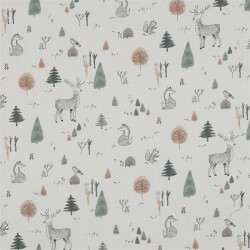 Baumwollpopeline Digital Waldtiere - creme