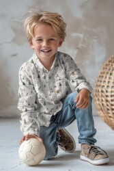 Baumwollpopeline Digital Waldtiere - creme