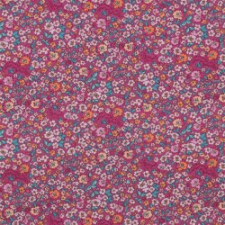 Baumwollpopeline Digital Miniblumen - fuchsia