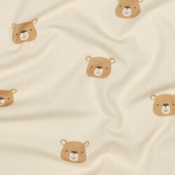 Baumwolljersey Bio~Organic Bärenköpfe - natur