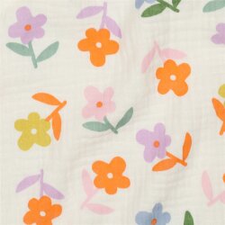 Musselin bunte Blümchen - creme