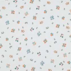 Musselin kleine Blumen - weiß