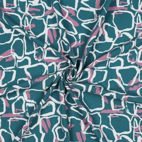 Viskose 100% wilde Rechtecke - petrol