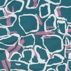 Viskose 100% wilde Rechtecke - petrol