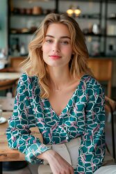 Viskose 100% wilde Rechtecke - petrol