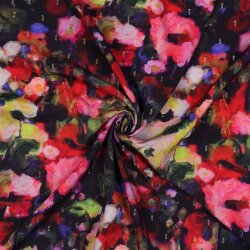 Viskose Lurex Digital Blumenkunst - dunkelblau