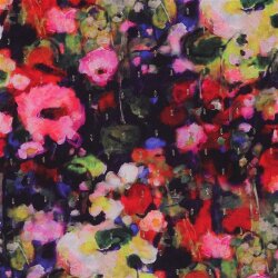 Viskose Lurex Digital Blumenkunst - dunkelblau