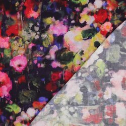 Viskose Lurex Digital Blumenkunst - dunkelblau