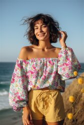 Baumwollvoile Digital Blumen - pink