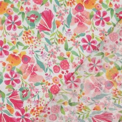 Baumwollvoile Digital Blumen - pink