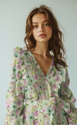 Baumwollvoile Digital Blumen - weiß