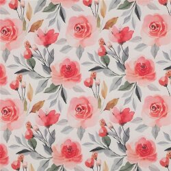 Baumwollvoile Digital Blumen - weiß