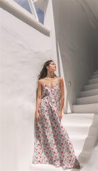 Baumwollvoile Digital Blumen - weiß