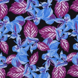 Viskose 100% Digital LEAVES - schwarz