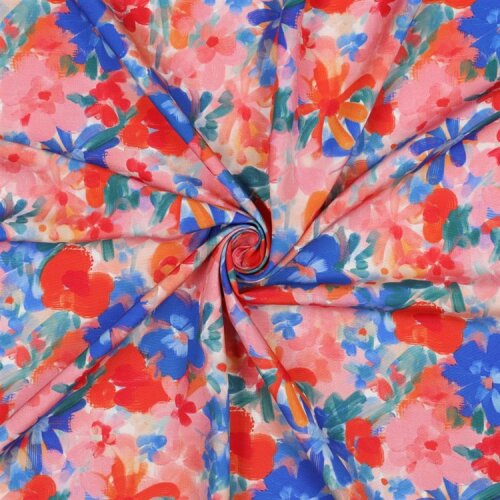 Viskose 100% Digital Blumen - PINK