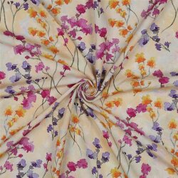 Viskose 100% Digital Blumen - LIGHT YELLOW