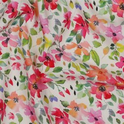 Viskose 100% Digital Blumen - weiß