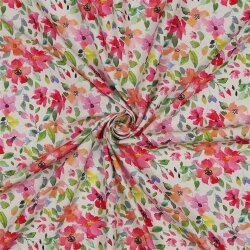 Viskose 100% Digital Blumen - weiß