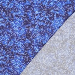 Viskose 100% Digital Blumen - dunkelblau