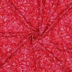 Viskose 100% Digital Blumen - DARK RED