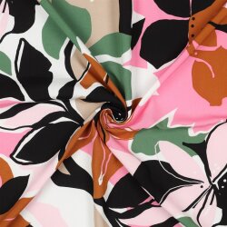 Viskose Lenzing 100% EcoVera™ bunte Blumen - hellpink