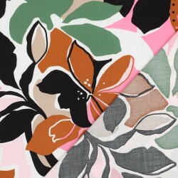 Viskose Lenzing 100% EcoVera™ bunte Blumen - hellpink