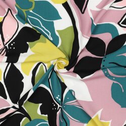 Viskose Lenzing 100% EcoVera™ bunte Blumen - rosa