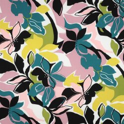 Viskose Lenzing 100% EcoVera™ bunte Blumen - rosa