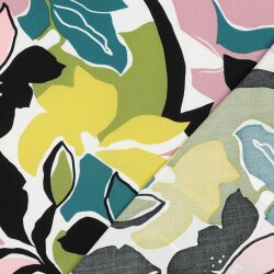 Viskose Lenzing 100% EcoVera™ bunte Blumen - rosa