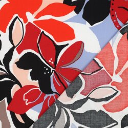 Viskose Lenzing 100% EcoVera™ bunte Blumen - hellblau