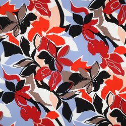 Viskose Lenzing 100% EcoVera™ bunte Blumen - hellblau