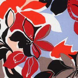 Viskose Lenzing 100% EcoVera™ bunte Blumen - hellblau