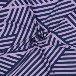 Polyesterjersey GEOMETRIC - lavendel/dunkelblau