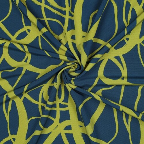 Polyesterjersey Kritzelkreise - dunkelpetrol