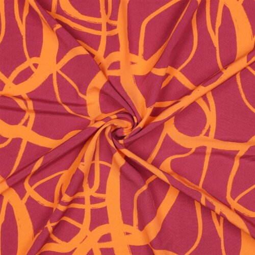 Polyesterjersey Kritzelkreise - pink