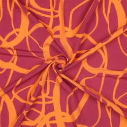 Polyesterjersey Kritzelkreise - pink